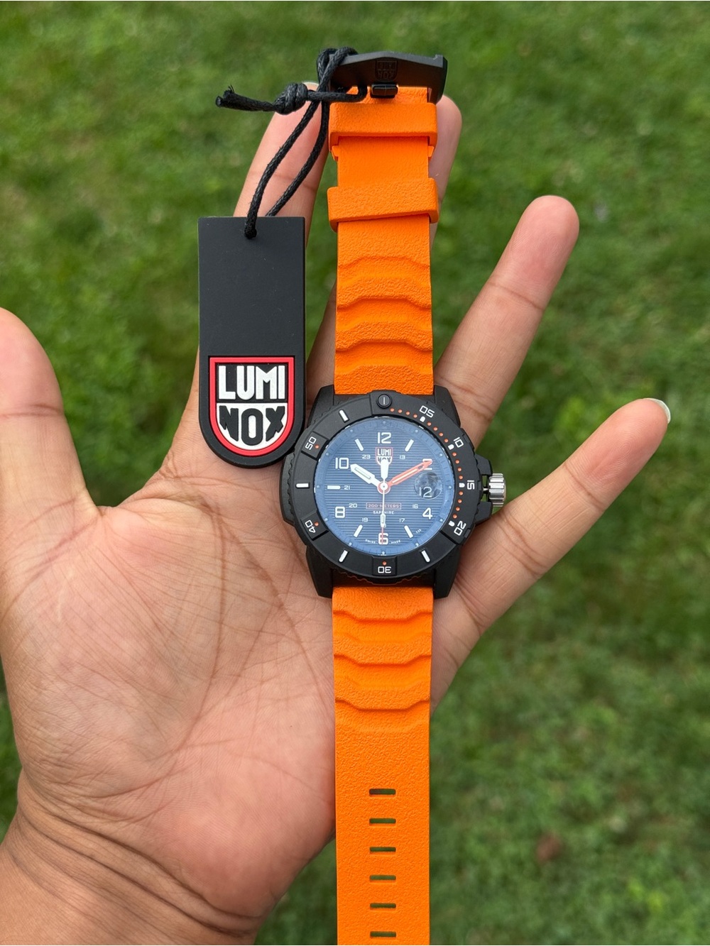 Luminox Navy Blue Dial Orange Strap Tactical mens Watch - Picture 8 of 13